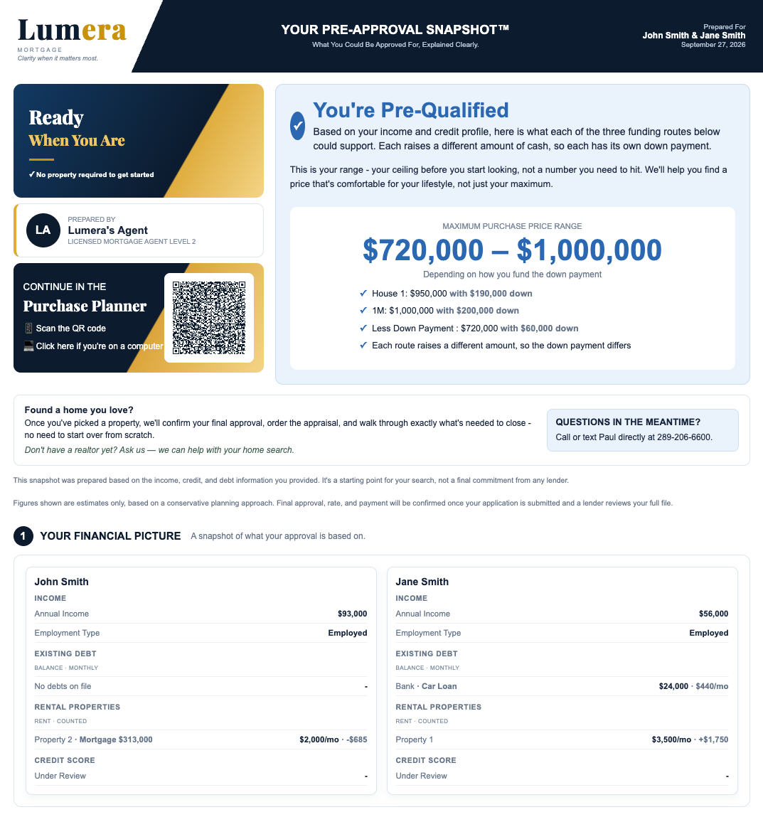 Sample Lumera pre-approval assessment, first page